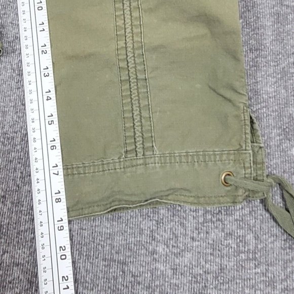 Arizona Jeans Pants Womens 15 Green Capri Stretch Cotton Waist & Leg Drawstrings - Picture 6 of 11